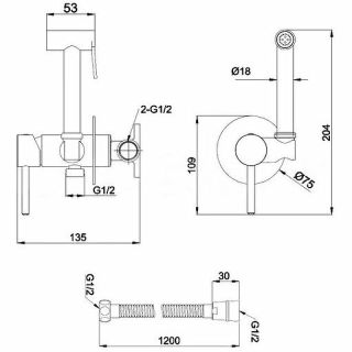 Гигиенический душ со смесителем Ravak BM X070168 хром